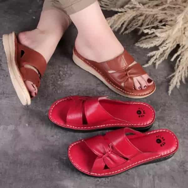 تصویر 1 از قیمت خرید دمپایی چرم زنانه + فروش ویژه
